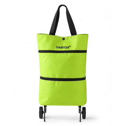 Healrize® Foldable Rolling Shopping Trolley | Lightweight Collapsible Grocery Cart with Smooth-Rolling Wheels, Spacious Removable Bag & Compact Storage