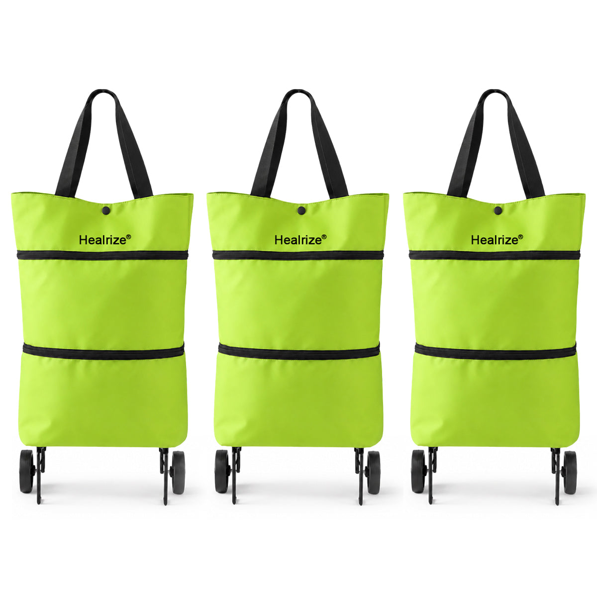 Healrize® Foldable Rolling Shopping Trolley | Lightweight Collapsible Grocery Cart with Smooth-Rolling Wheels, Spacious Removable Bag & Compact Storage