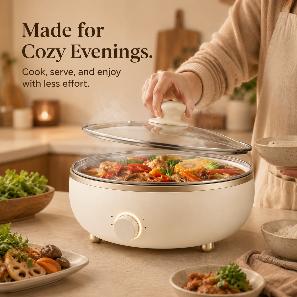 Multi-Purpose Household Electric Hot Pot – Non-Stick Inner Pot, Adjustable Temperature, Fast Heating for Hot Pot, Soup, Stew & Family Meals.🥑