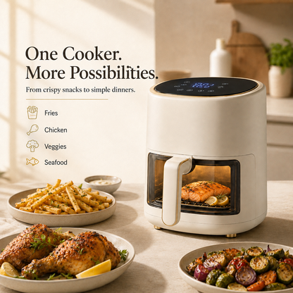 6-in-1 Smart Air Fryer — Crispy Results with Less Oil | Air Fry • Bake • Roast • Grill • Toast • Reheat
